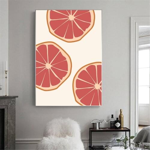 Abstract Fashion Lemon Orange Fruit Print Canvas Paintings Kitchen Decor Nordic Posters Minimalist Wall Art Pictures