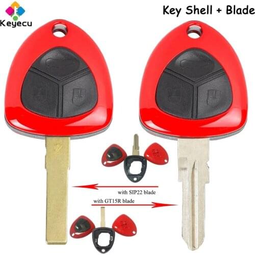 KEYECU Remote Car Key Shell Case With 3 Buttons SIP22/ GT15R Blade - FOB for Ferrari 458 Italia FF California 599 GTB 2007-2014