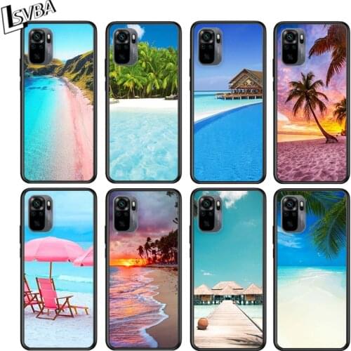 Summer Beach Sunset On Sea for Xiaomi Redmi Note 10 10S 9 9T 9S 9Pro Max 8T 8Pro 8 7 6 5 Pro 5A 4X 4 Soft Black Phone Case