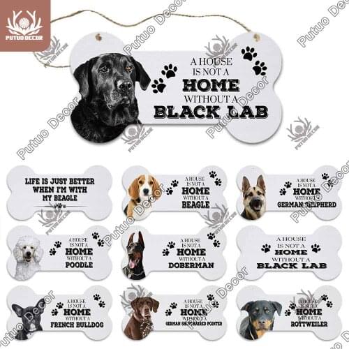 Putuo Decor Bone Sign Dog Tag Plaque Wood Lovely Friendship Wooden Pendant for Wooden Hanging Dog House Decoration Dog Supplies