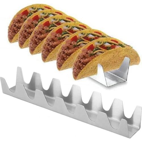 Taco Holder Wave Shape Wear Resistant Stainless Steel 6 Holds Food Burrito Tray Versatile 34cm Long Food Grade Display Stand