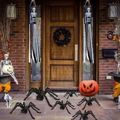 Halloween Hair Dryer Flag Lawn Garden Weather Vane Pumpkin Smiley Haunted Home Castle Decoration Hair Dryer Flag Halloween Decor