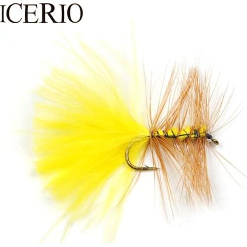 ICERIO 12PCS #8 Yellow Body Wooly Bugger Streamer Trout Fly Fishing Lures