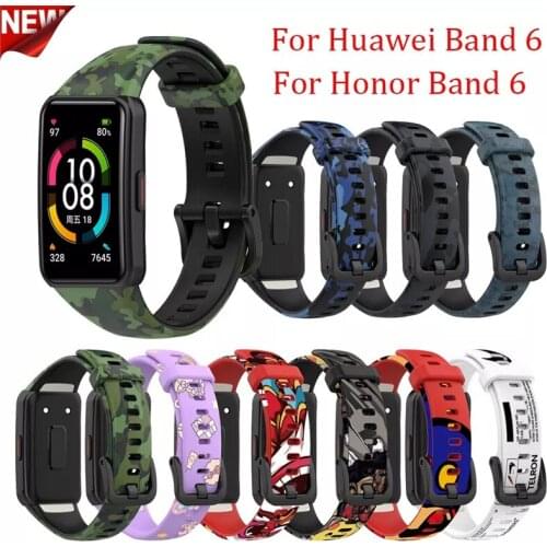 Camouflage Silicone Smartband Sport Wrist Watchband For Huawei Honor Band 6 Pro Strap Smart Wristband Band6 Bracelet Accessories