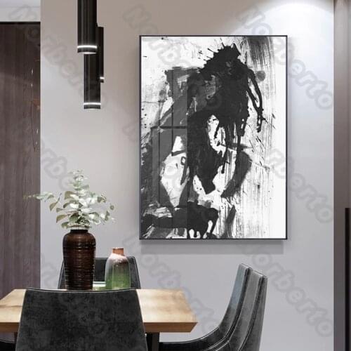Modern Style Canvas Painting Poster and Ptints Abstract Drawing Pictures Black Brush Track for Living Room Bedrooms Wall Decorat