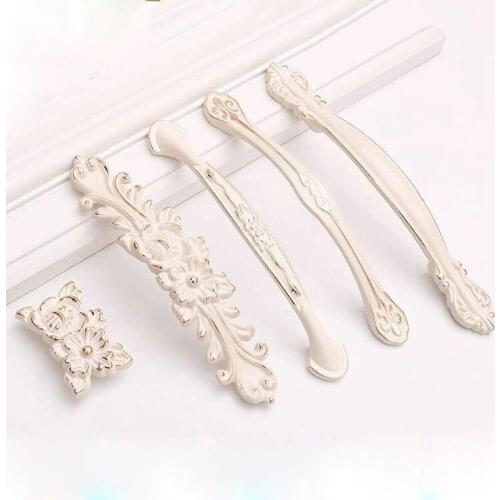 Cabinets, drawer handles, door handles zinc alloy ivory white cabinet handles kitchen cabinet door pulls European style furnitur
