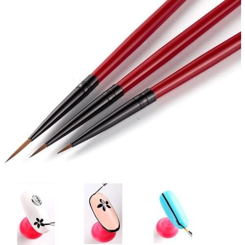 3pcs Nail Art Drawing Striping Liner Pen Brush DIY UV Gel Tips Painting French Flower Design Manicure Tool 5/7/11mm