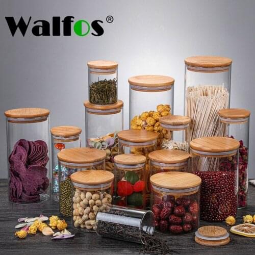 WALFOS Household Mason Candy Jar Spice Jar Glass Transparent Container With Lid Cookie Jar Kitchen Jar