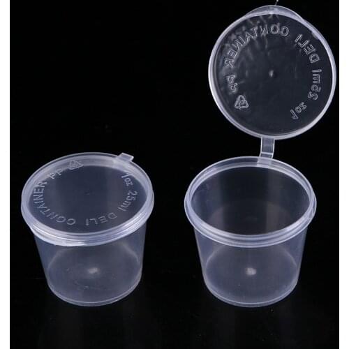 10/20/30Pcs 25ml Clear Food Small Sauce Containers Package Box Lid Portable Disposable Portable Transparent Plastic Cups