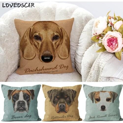 Brown Beige Dachshund Sausage Jack Russell Terrier Boxer Dog Cushion Cover Big Children Kawaii Room Cute Pillow Case Sofa Decor