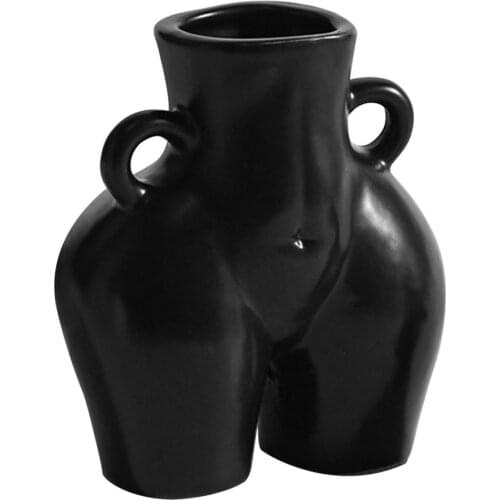 Creative Ceramic Binaural Vase With Standing Hip Body Shape Artist Residence Jewelry Accessories Vase