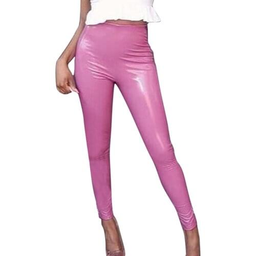 PU Leather Yoga Legging Pants Women Skinny Elastic High Waist Legging Slim Fitness Wear Faux Leather Pants Sexy Leggins Mujer