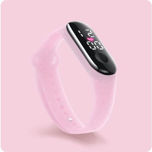 Hot Luminous Bracelet For Children Crystal Strap Soft Touch Children Electronic Watch Led Display For Kids Fluorescent Watch