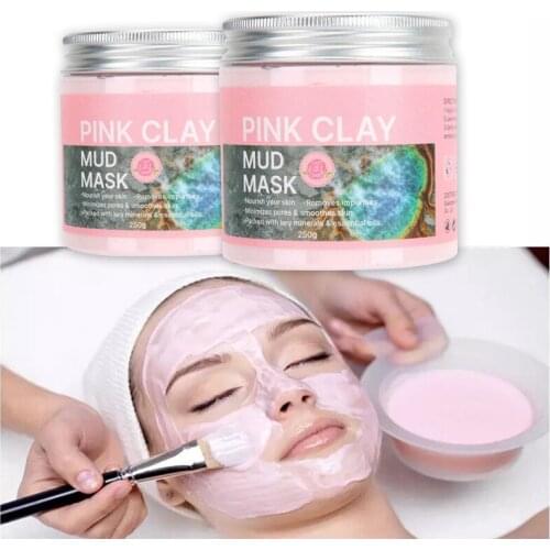 Pink Clay Mask Moisturizing Lighting Whiten Mud Mask Exfoliator Face Mask 250ml Skin Care