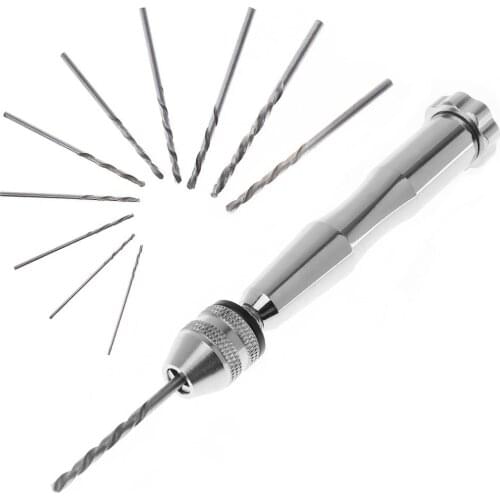 1set Multifunctional Semi-Automatic Spiral Hand Drill Hand Twist Drill with Ten Drill Heads for DIY Tool