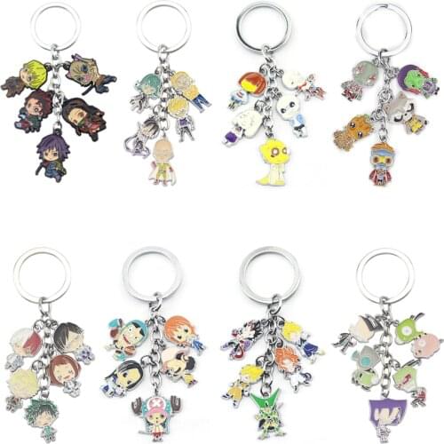 Fashion Anime Decorative Keychain Demon Slayer Galaxy Guard My Hero Academia ONE PUNCH MAN One Piece Wallet Chain Key Pendant