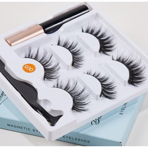 Hand Made False Eyelashes 3 Pairs Set Mink Hair Natural Long Lasting Extension Full Strip Lashes Magnetic Eyelashes Makeup Tools