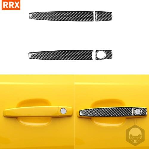 Black Color Carbon Fiber Stickers Outside Door Handle Decoration Strip Exteriors Car Accessories For Chevrolet Camaro 2010-2015