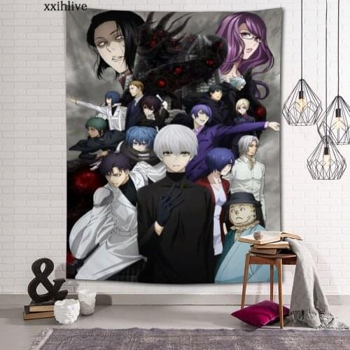 Wall Tapestry Japanese Anime Tokyo Ghouls Background Decorative Wall Hanging For Living Room Bedroom Dorm Room Home Decor