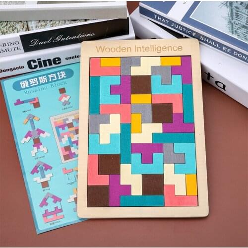 New Hot Sale Wooden Tetris Puzzle Toys Kids Mental Development Educational Toys Children Best Christmas Gifts