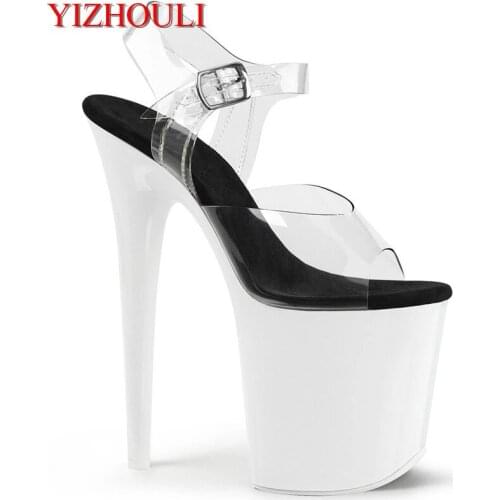 Star performance shoes/transparent vamp/lacquered 20cm sandals/ultra-high heels classic nightclub dancing shoes