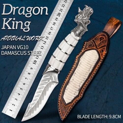 HUANGFU VG10 Damascus Steel Hunting Knife Fixed Blade Knife Survival Knife Collection Knife Tactical Knife Saber Handmade Knife