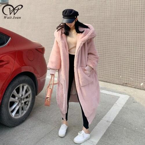 Oversized Faux Fur Coat Women Winter Coat Thick Warm plush coat Ladies Big Hooded Faux Fur Jacket Female Pink Teddy Coat Zipper