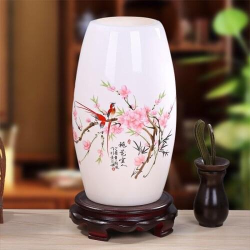 Peach flowers and birds Living Room Vintage Table Lamp Porcelain Ceramic Table Lamp wedding decoration beautiful table lamp