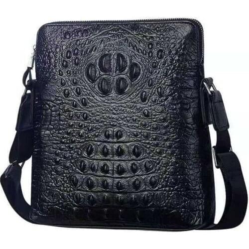 100% Cow Genuine Leather New Luxury Mens Handbags Male Alligator Shoulder Bag Real Natural Leather Crossbody Bag Messenger Bags