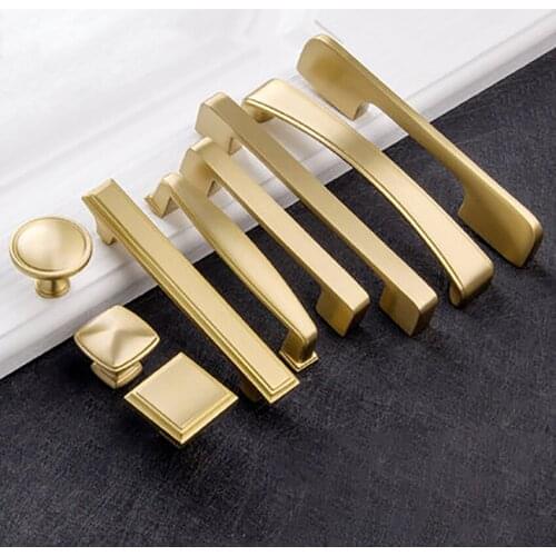 Modern solid copper handle Nordic wardrobe door kitchen cabinet drawer single hole pulls furniture knob hardware high quality