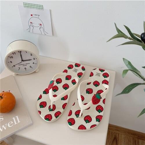 Women Flip Flops Strawberry Sandals Summer Shoes Women Beach Flip Flops for Womens Fashion Casual Ladies Shoes TUX206