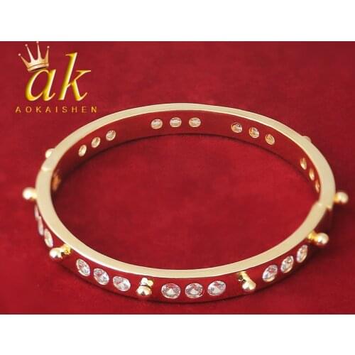 Zirconia Bracelets for Women Real Gold Color Plated Jewelry