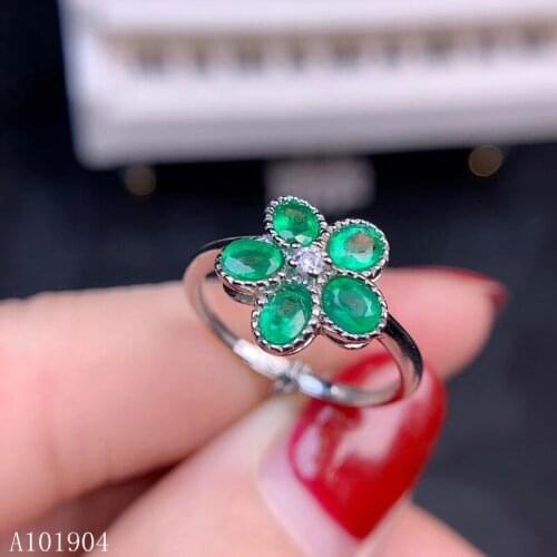 KJJEAXCMY boutique jewelry 925 sterling silver inlaid natural emerald womens luxury ring support detection