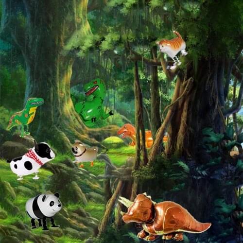 1pc 3d/4d cute standing small animal dog jurassic dinosaur unicorn aluminum foil balloon holiday birthday party decoration ball