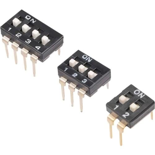 10 PCS 2.54MM SMD DIP Slide Type Switch KI 1/2/3/4/5/6/8/10 Positions 2.54mm Pitch for Circuit Breadboards PCB