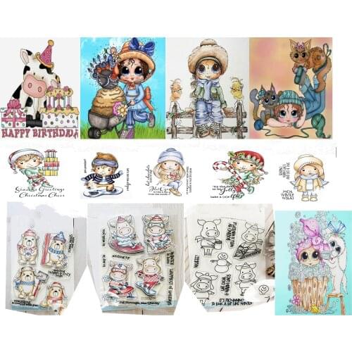 10x8 Little girl holding a cup Transparent Clear Rubber Stamp Sheet Cling Scrapbooking Photo Album PaperCard DIY Craft