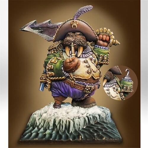 40mm Scale Model Resin Kit Mythical Walrus Pirate Assembly Models Figure Resin Kit Model Colorless Self-Assembled Toy