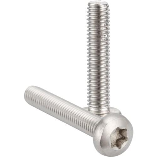 50pcsTorx 6-Lobe Pan Round Head Six Lobe Pin In Torx Security Screw Bolt M6*8/10/12/14/16-60/65/70 mm304 Stainless Steel Screws