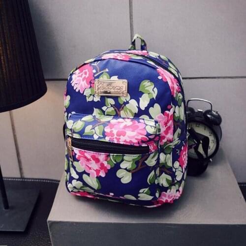 Promotion Blue Red Women Backpack 2020 Summer Small Retro Flower School Bags for Teenage Girls Street Casual Bagpack Sac A Dos