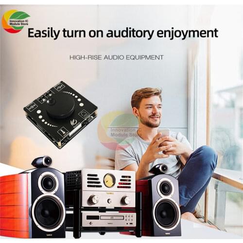 Ziqqucu Wireless Bluetooth 5.0 HiFi Audio Stereo TPA3116D2 Amplifier Module USB Type C/AUX 50Wx2 Digital Power Amplifier Board