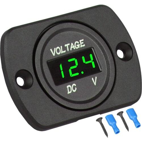 DC 12V 24V Car Voltmeter with LED Digital Display Panel, Waterproof Voltage Gauge Meter with Terminals for Boat Marine Vehicle