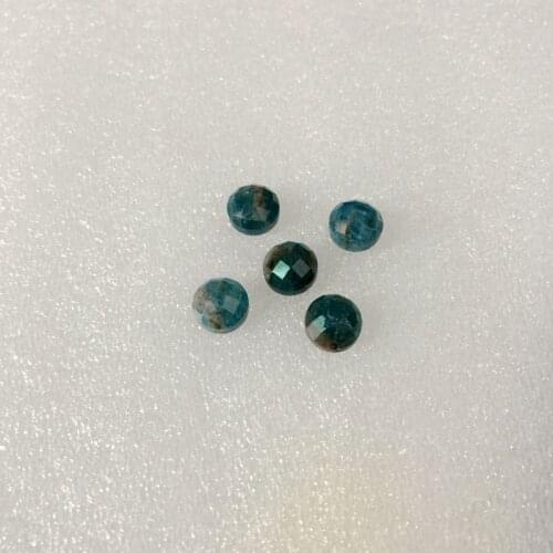 100% Natural Apatite Bead Cabochn 8mm Faceted Round Gem Stone Cabochon Bead For jewelry making 5piece/pack