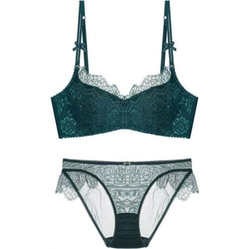 Sexy Underwear Set Push-up Bra and Panty Sets 3/4 Cup Lace Lingerie Set Women Deep V Brassiere
