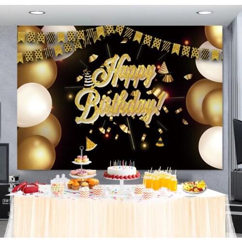 Laeacco Color Balloons Flags Birthday Party Banner Poster Customized Photo Backdrop Photography Background Photo Studio Shoot