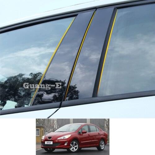 For Peugeot 408 2010 2011 2012 2013 2014 Car PC Material Pillar Post Cover Door Trim Window Piano Black Molding Sticker