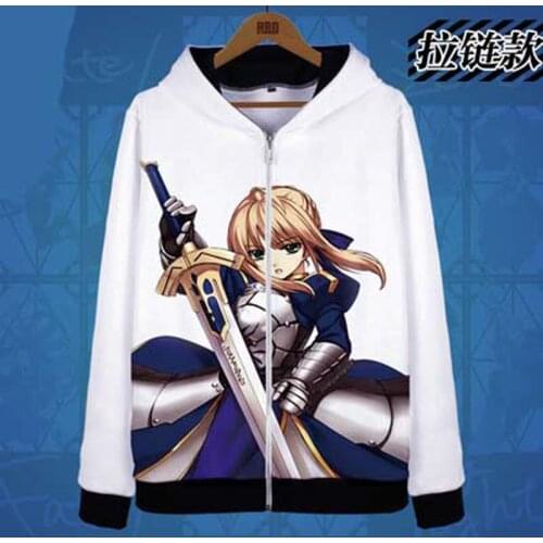 Fate grand orde Hoodies Jackets Anime SABER Cosplay Costumes FGO coat Sweatshirts