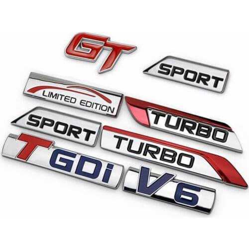 Chrome Metal TURBO TGDI V6 Car Emblems Decorations Metal GT Sport Limited Edition Car-styling for EMGRAND Maple ENGLON GLEAGLE