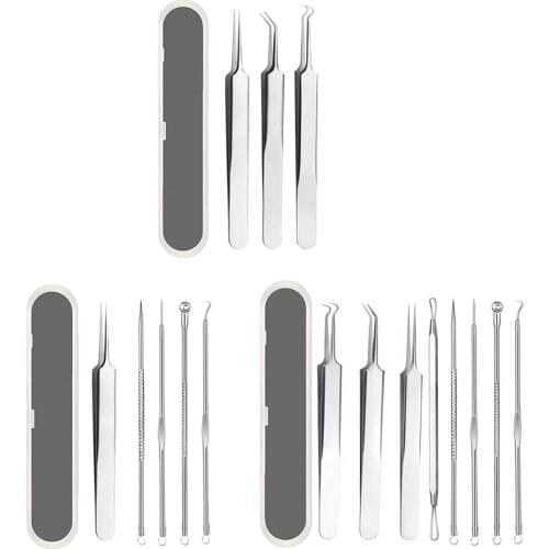 3/5/8PCS Stainless Steel Acne Blackhead Comedone Black Spot Pimple Blemish Remover Skin Care Treatment Pore Cleanser Needle Hook