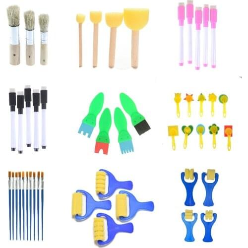 Early Educational Toy Supplies HOT Sponge Painting Brushes Children Painting Brush Kids DIY Graffiti Drawing Toys Kindergarten