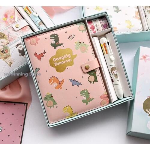 Kawaii Stationery Collection Summer Peach Stationery Set Small Fresh Magnetic Buckle Pen Tape Countdown Calendar Notebooks